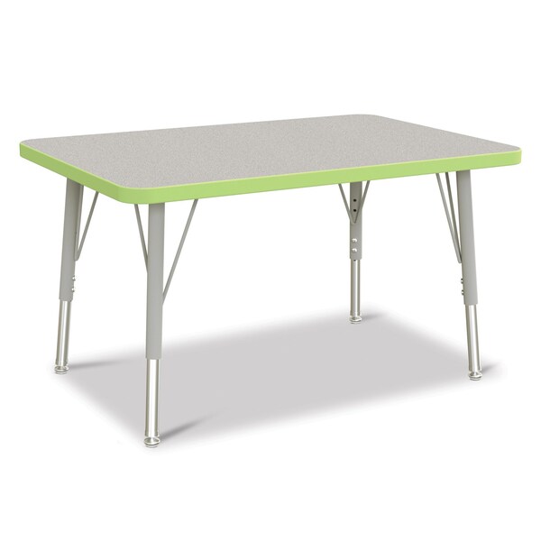 Jonti-Craft Berries Rectangle Activity Table, 24 in. x 36 in., E-height, Freckled Gray/Key Lime/Gray 6478JCE130 - main